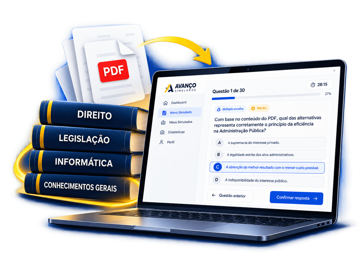 Simulado interativo em notebook